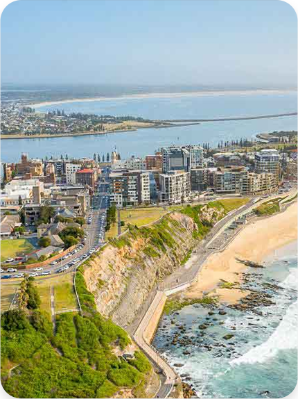 An aerial view of Newcastle city.