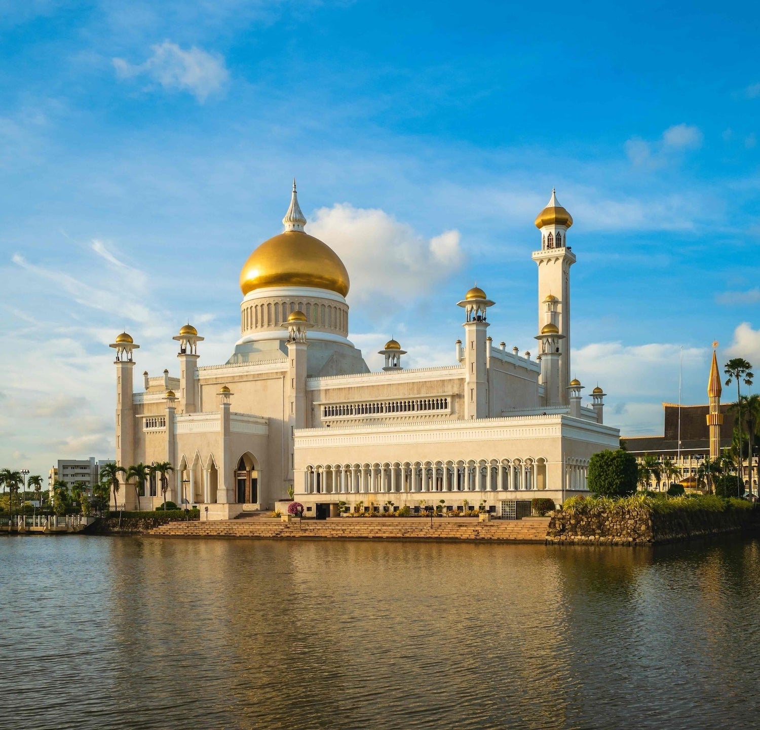The golden domes of Omar Ali Saifuddien Mosque in Bandar Seri Begawan, Brunei.