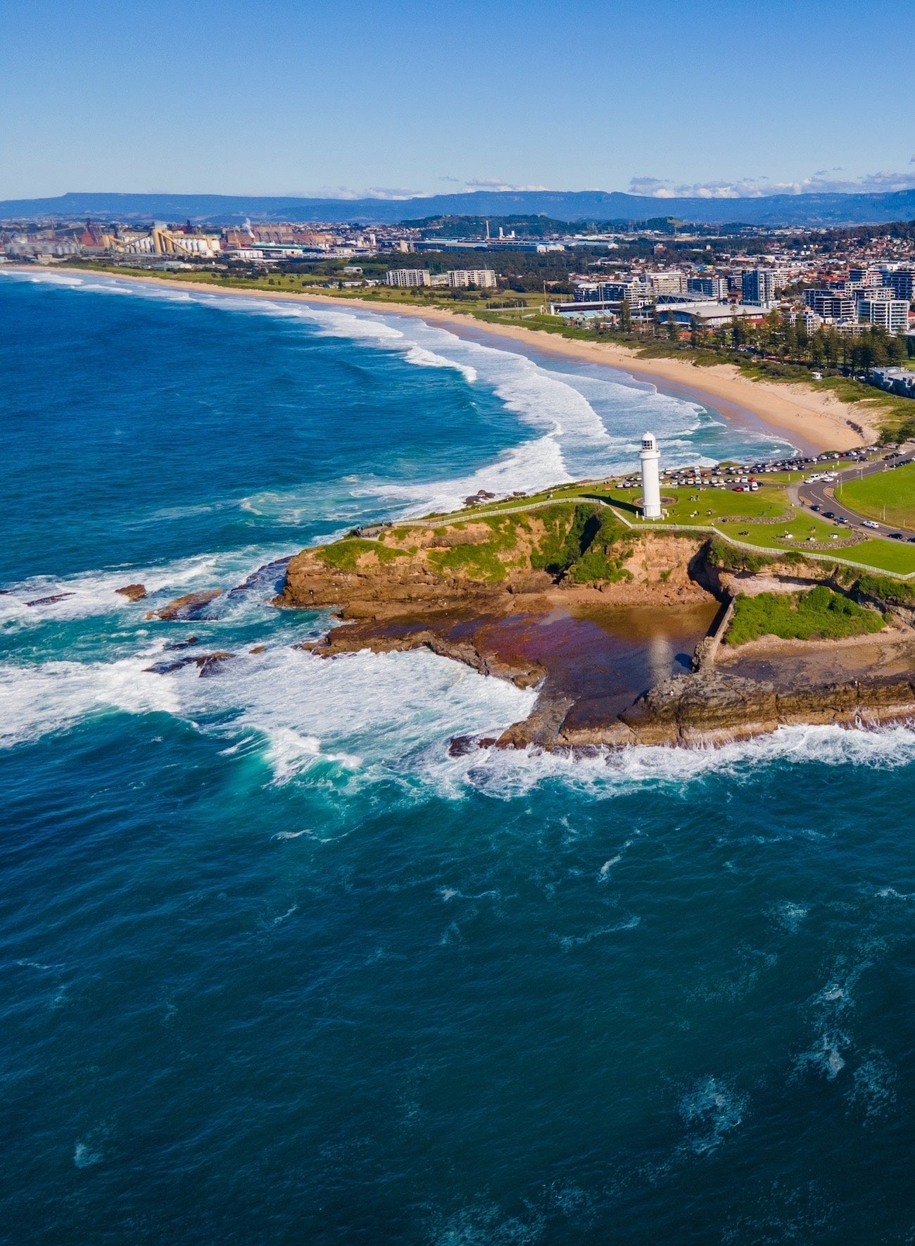Wollongong lighthouse and beaches.